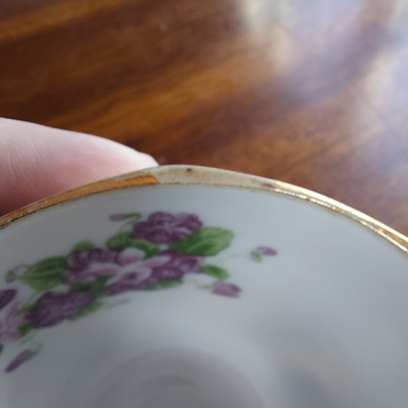 ESD Japan Hand Painted Purple Floral Teacup Only Gold Rimmed Vintage - Picture 8 of 8